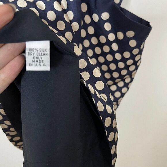 SEA New York Navy Blue Polka Dot Silk Short Shift sleeveless dress size US 10 - Picture 4 of 8